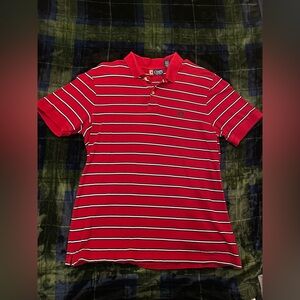 Red and white striped polo shirt men’s XL